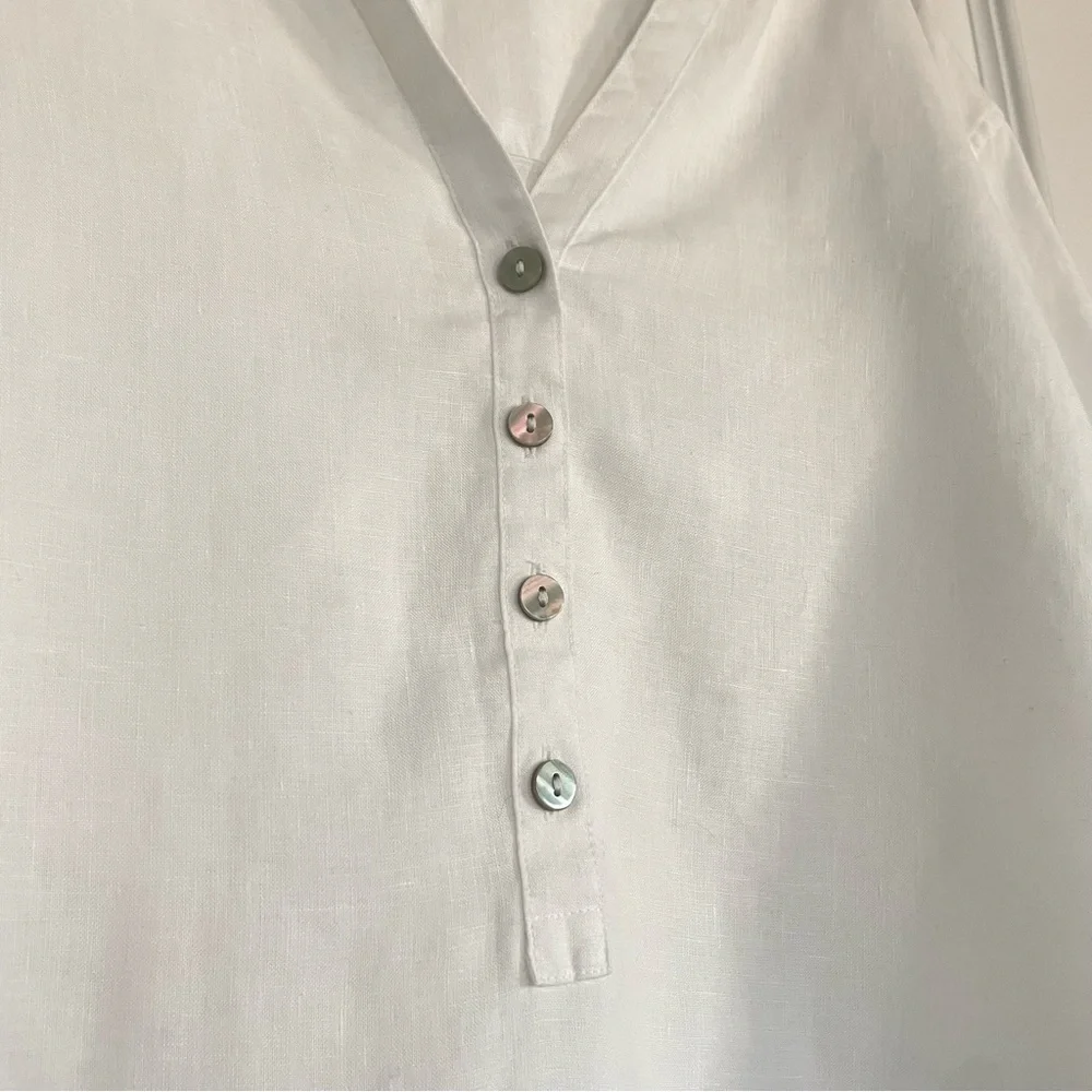 Chico's 100% Linen Classic White Pullover Tunic Blouse Size 14 - Picture 5 of 8